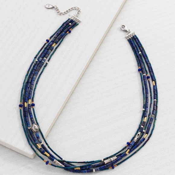 20+2 Extender 2-Strand Blue Lapis Stone Beads Sterling Silver Box Chain Necklace